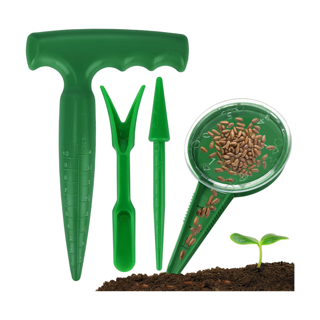 Seed Planter Tool, Seed Dibber, Seed Dispenser, Green, 4 Pcs