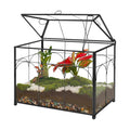 REDHUGO Glass Planter Terrarium with Lid, Indoor Display Box, Black | Handmade Glass Terrarium with Lid for Succulents
