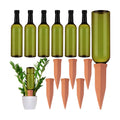 SiliFine 6 Sets Terracotta Watering Spikes,Emerald Green and Terracotta | 26 oz Bottles for Slow Release Watering, Self