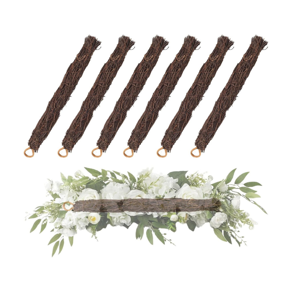 15 Inch Grapevine Swag Wreath Base, Natural Vine Frame, 6 Pack