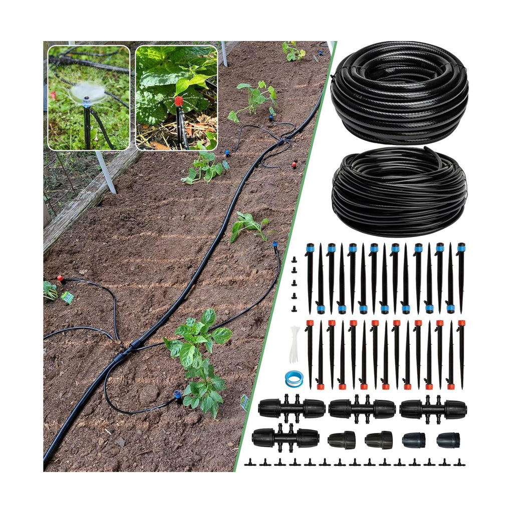 Riboud 240FT Drip Irrigation System Kit, Automatic Garden Watering System for Plant, Greenhouse, Yard, Lawn, with 1/2