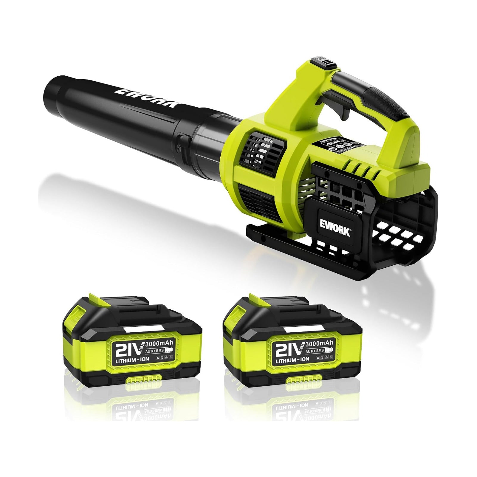 EWORK Cordless Leaf Blower 21V 550CFM with 2 x 3.0Ah Battery & Fast Charger | 150MPH Electric Leaf Blower, Lightweight
