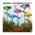 5 PCS Metal Bird Bath with Garden Stakes for Outdoor Yard Patio | Multicolor Flower Bird Feeders, Rust-Resistant Metal