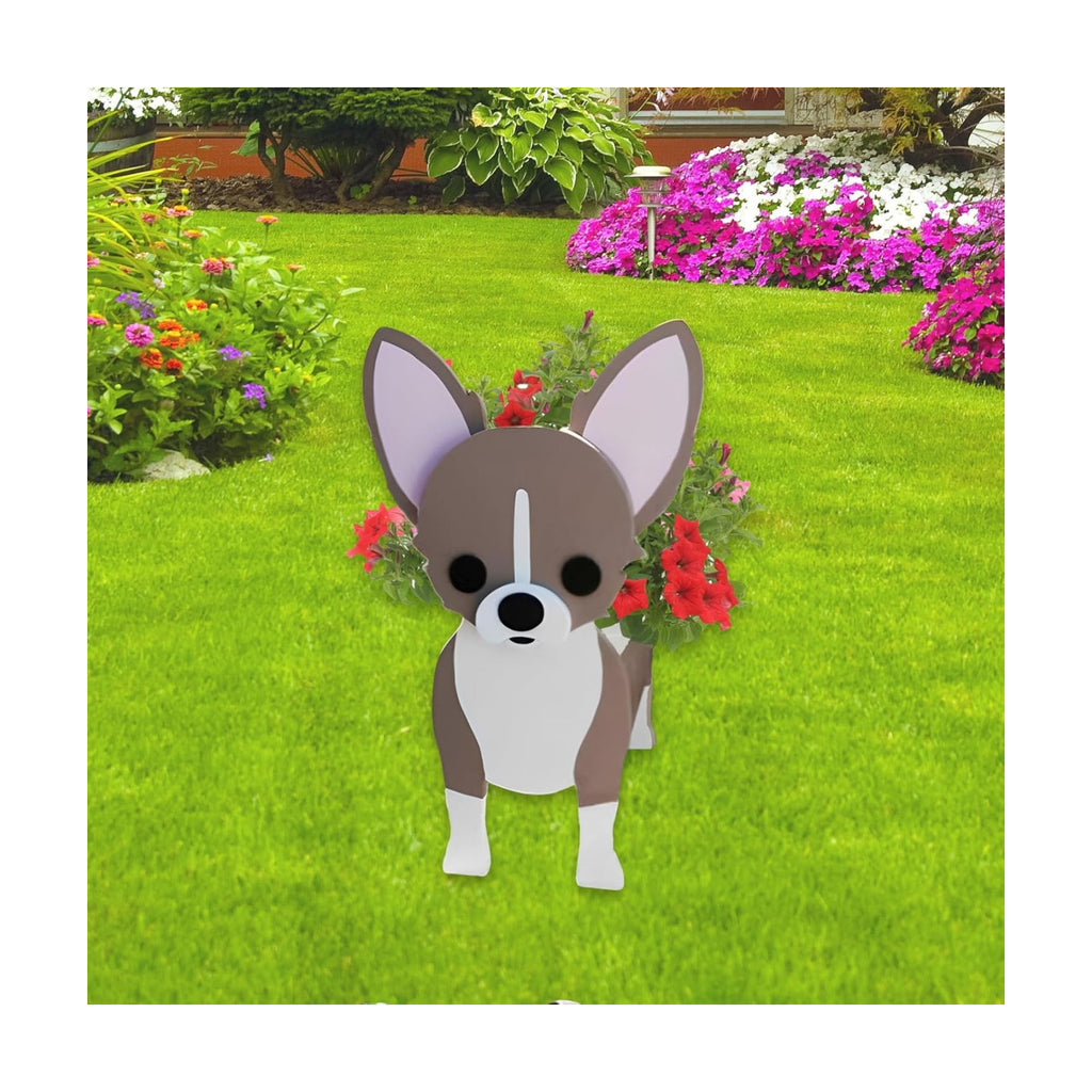 Chihuahua Dog Planter Pots, Animal Shaped Flower Pot | Cute Plant Gift for Women and Pet Lovers, Indoor Outdoor Garden