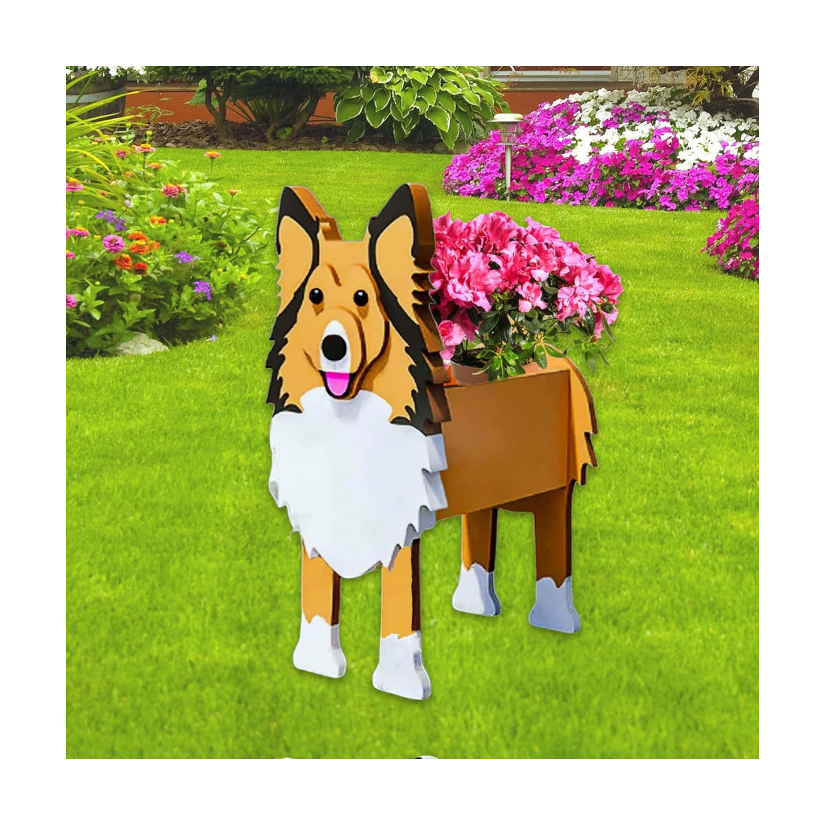 Sheltie Dog Planter Pots, Animal Shaped Flower Pot | Cute Plant Gift for Women and Pet Lovers, Indoor Outdoor Garden