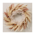 DecorbyHannah 24'' Neutral Fall Pampas Wreath with Lights for Front Door