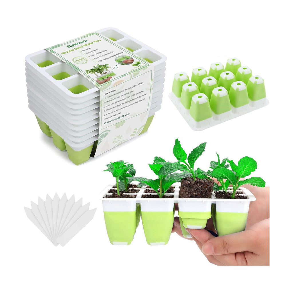 10pcs Reusable Seed Starter Tray, 120 Cells Seed Starter Kit, Silicone Seedling Starter Trays for Starting Plant Seeds
