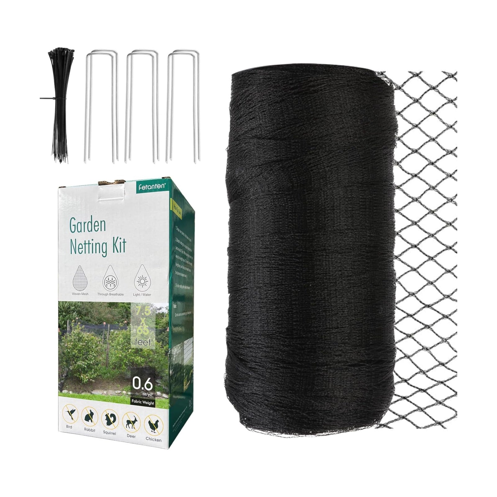 Bird Netting for Garden, Fetanten 7.5 x 65FT Netting for Garden Protection | Heavy Duty Woven Protected Mesh fence for