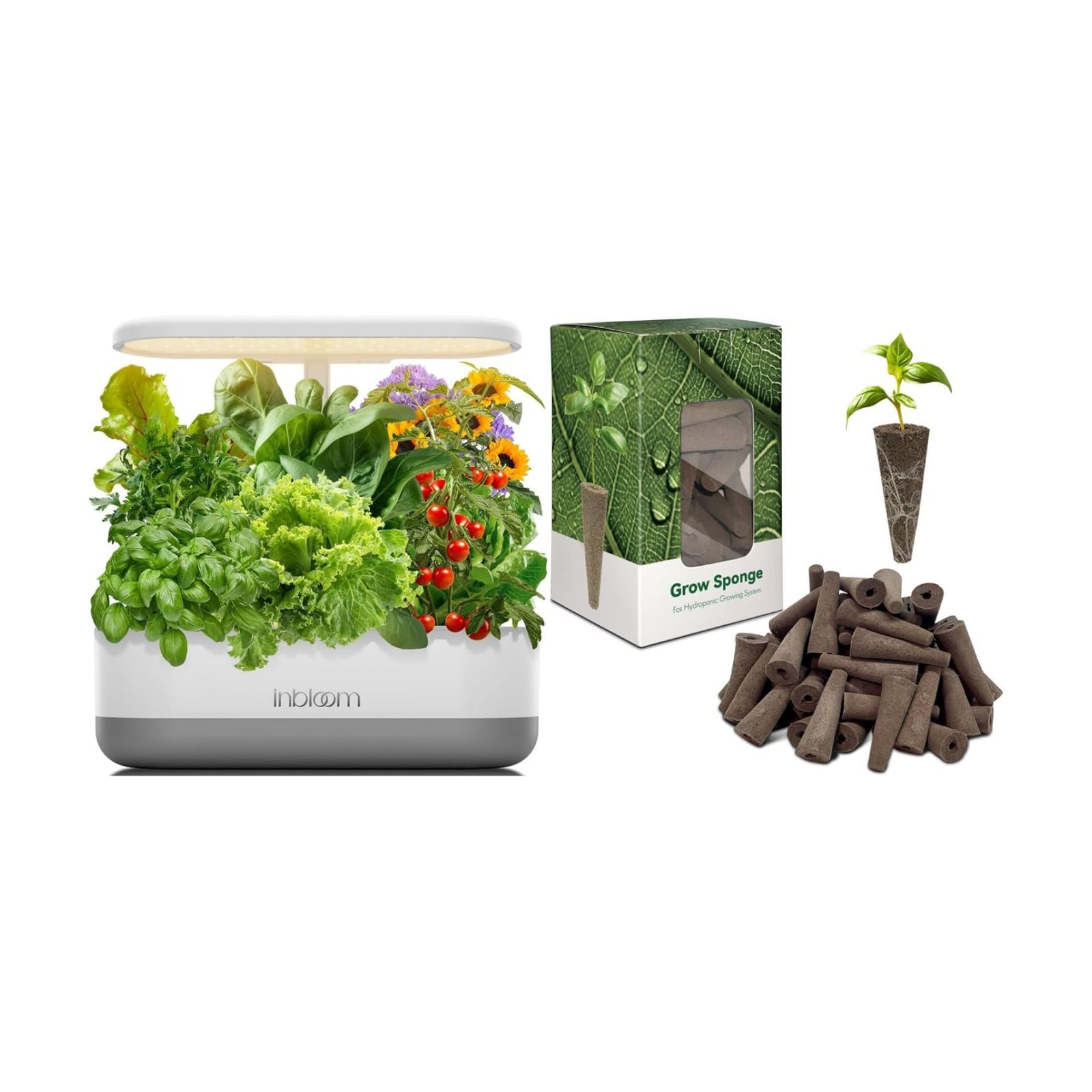inbloom 12 Pods Hydroponics Growing System + 50 Packs Grow Sponges