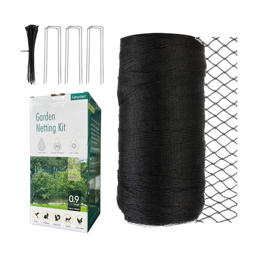 Bird Netting for Garden, Fetanten 13 x 40 FT Netting for Garden Protection | Heavy Duty Woven Bird Mesh Garden Netting