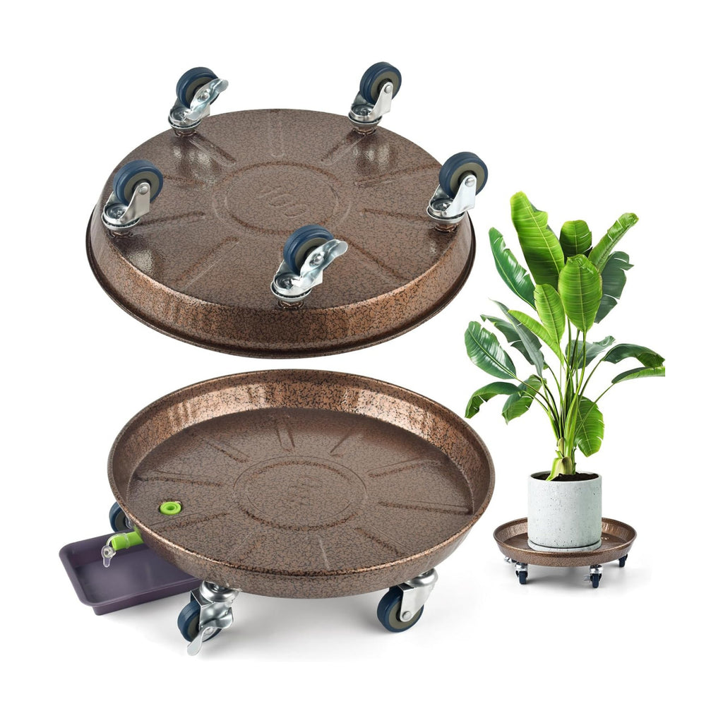 PACETAP 2Pack 15.7'' Large Plant Stand with Lockable Wheels, Heavy-Duty Plant Caddy with Casters for Indoor and