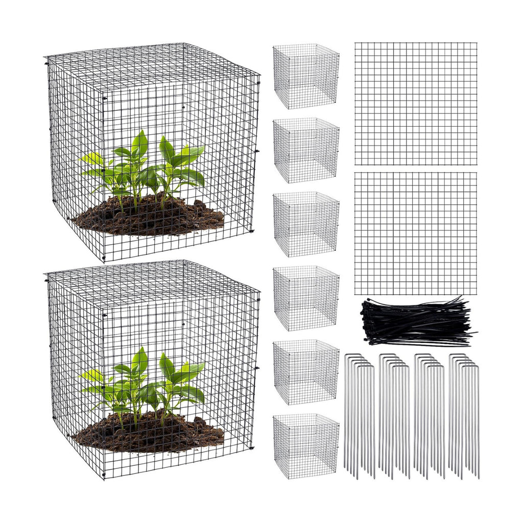 Zubebe 8 Pack Small Wire Plant Protectors Square Plant Protectors from Animals Mesh Cage Chicken Wire Cloche for Shrubs