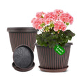 Large-Planter-Indoor-Outdoor Plant Pots, 12 inch 4 Pack Plastic Flower Pots with Saucer And Drainage Holes, Modern
