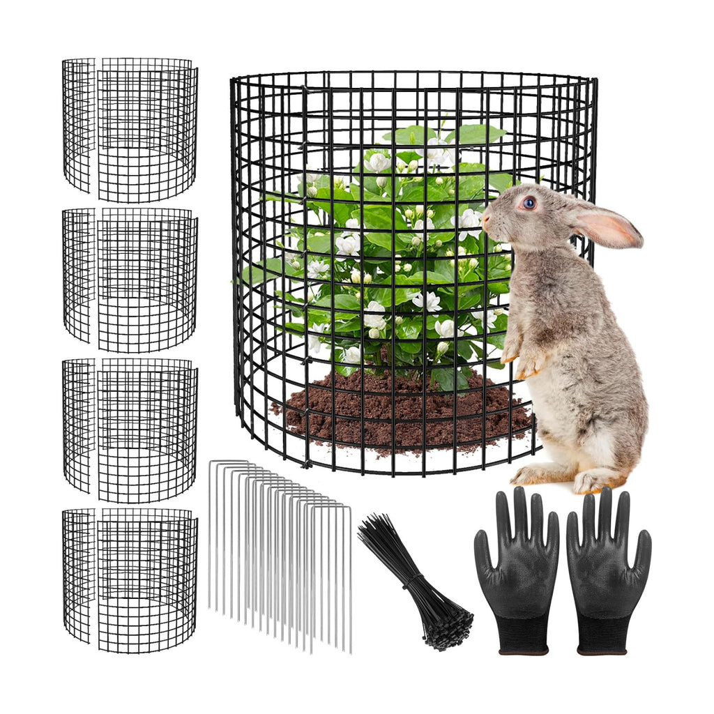 5 Pack Plant Protectors from Animals, 13x12" Plant Cages for Outdoor Plants | Wire Plant Protector, Thick Metal