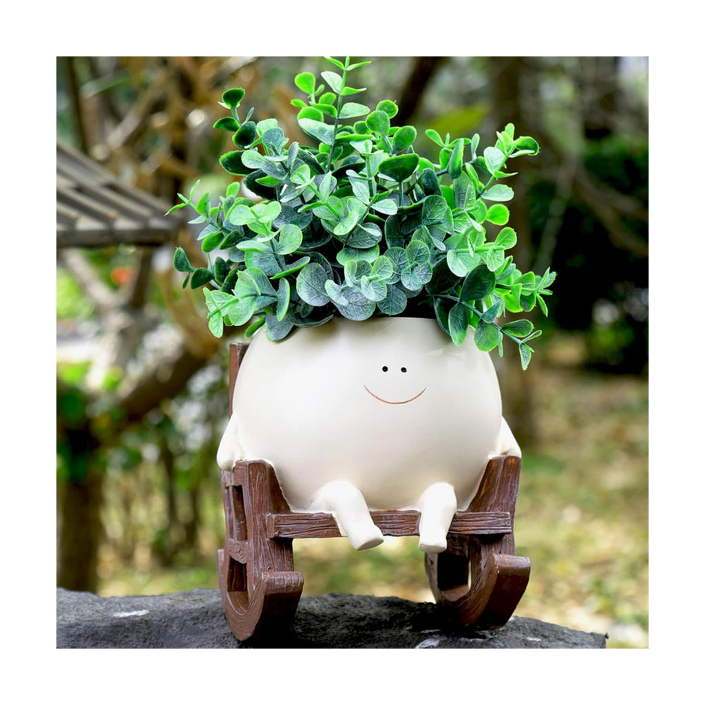NINIPAPA Cute Plant Pots Smiley Face Planter Funny Flower Pot, Rocking Chair Large Face Pot for Indoor Plants, Unique