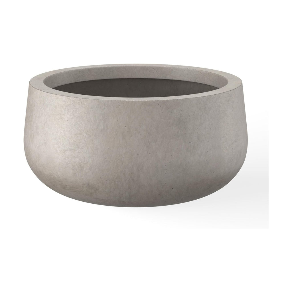 Kante Small Round Bowl Weathered Concrete Planter 11" Dia, Outdoor | Rubber Plug for Indoor, Drainage for Garden