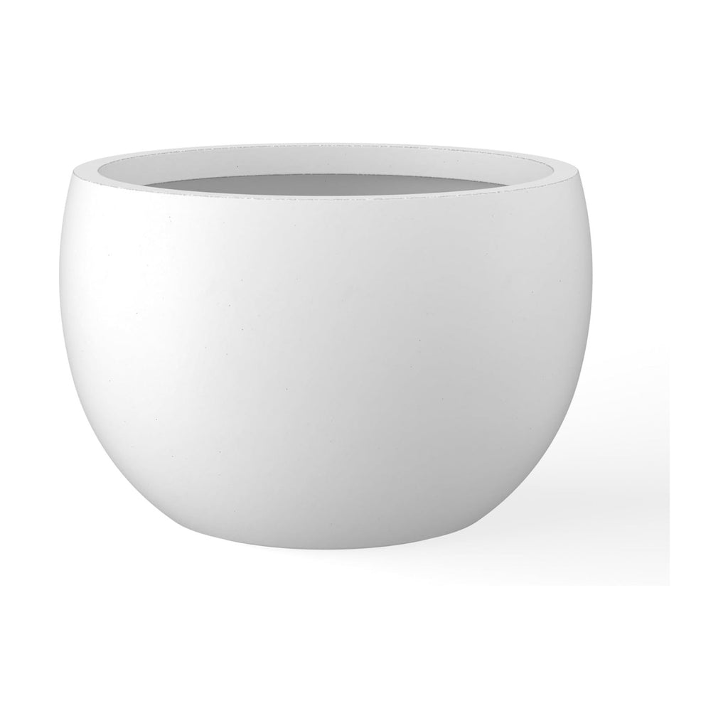 Kante Accent Round Bowl White Concrete Planter 15.7" Dia, Outdoor | Rubber Plug for Indoor, Drainage for Garden