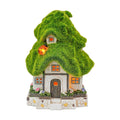 TERESA'S COLLECTIONS Flocked Garden Statue and Figurine Fairy House with Solar Outdoor Lights, Resin Garden Decor