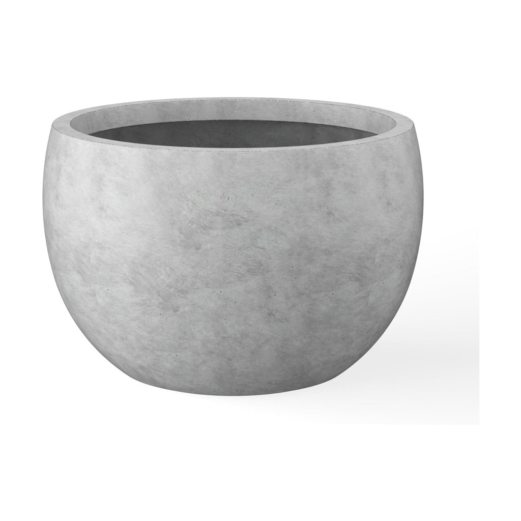 Kante Small Round Bowl Pale Gray Concrete Planter 11.8" Dia, Outdoor | Rubber Plug for Indoor, Drainage for Garden