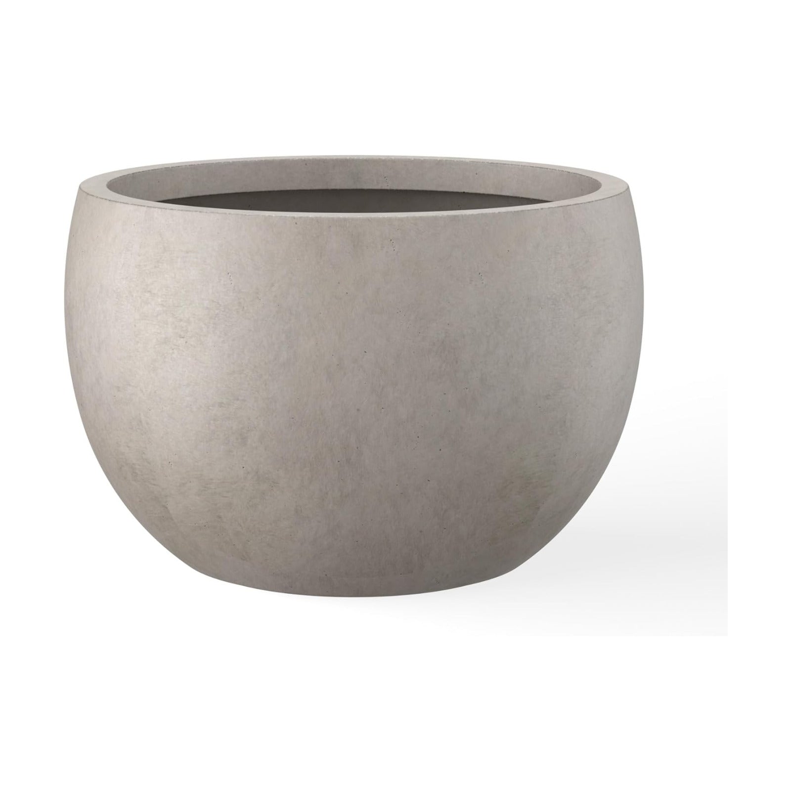 Kante Accent Round Bowl Weathered Concrete Planter 14.8" Dia, Outdoor | Rubber Plug for Indoor, Drainage for Garden