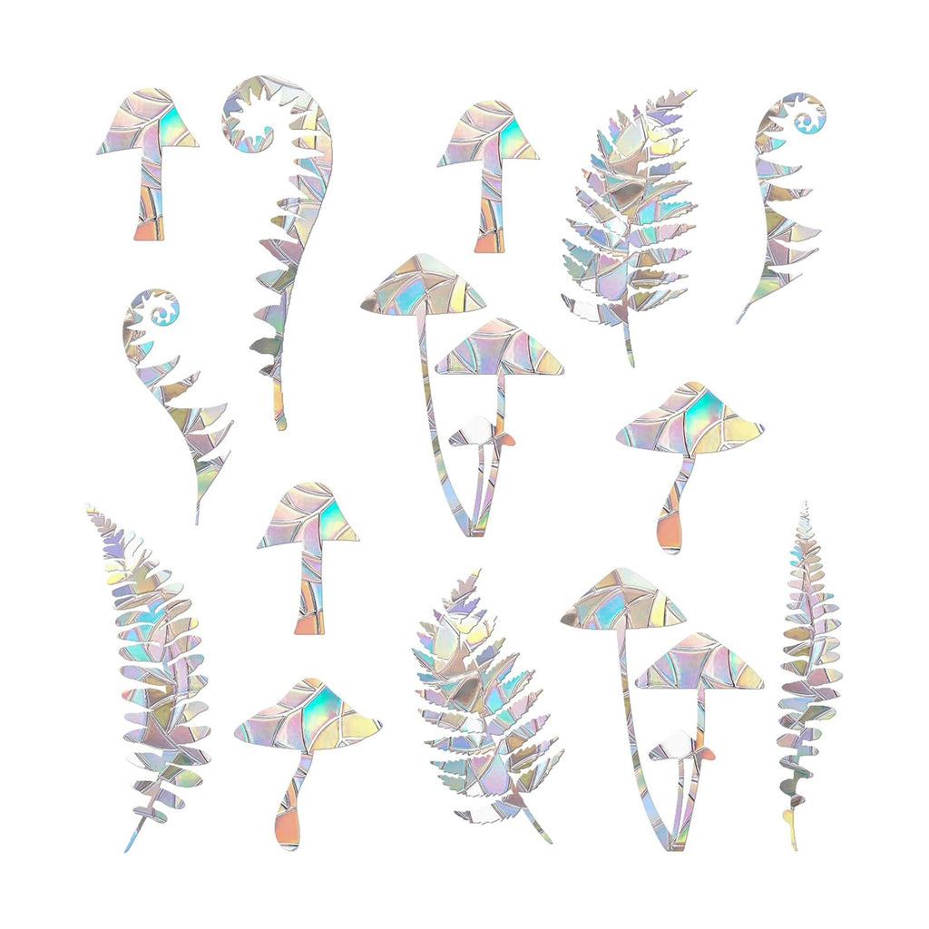 24 Pieces Static Window Clings Decals for Bird Strikes, Fern Style