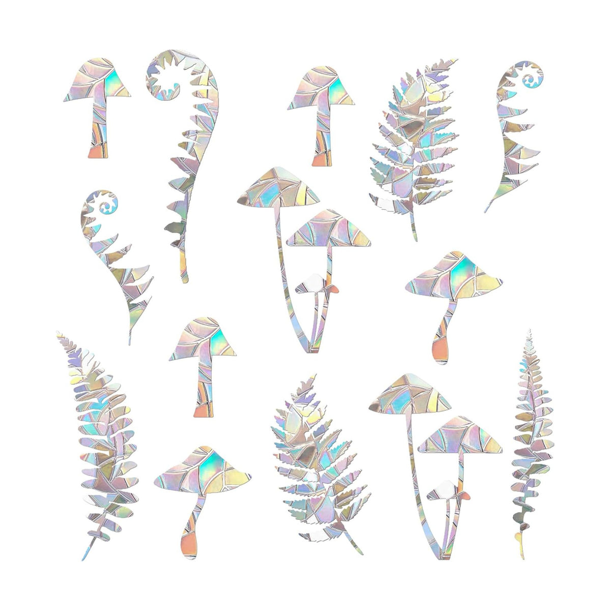 24 Pieces Static Window Clings Decals for Bird Strikes, Fern Style