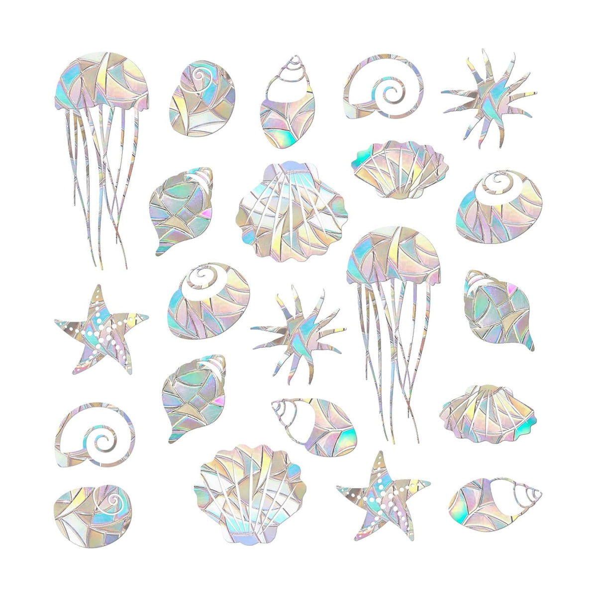 30 Pieces Static Window Clings Decals for Bird Strikes, Shellfish Style