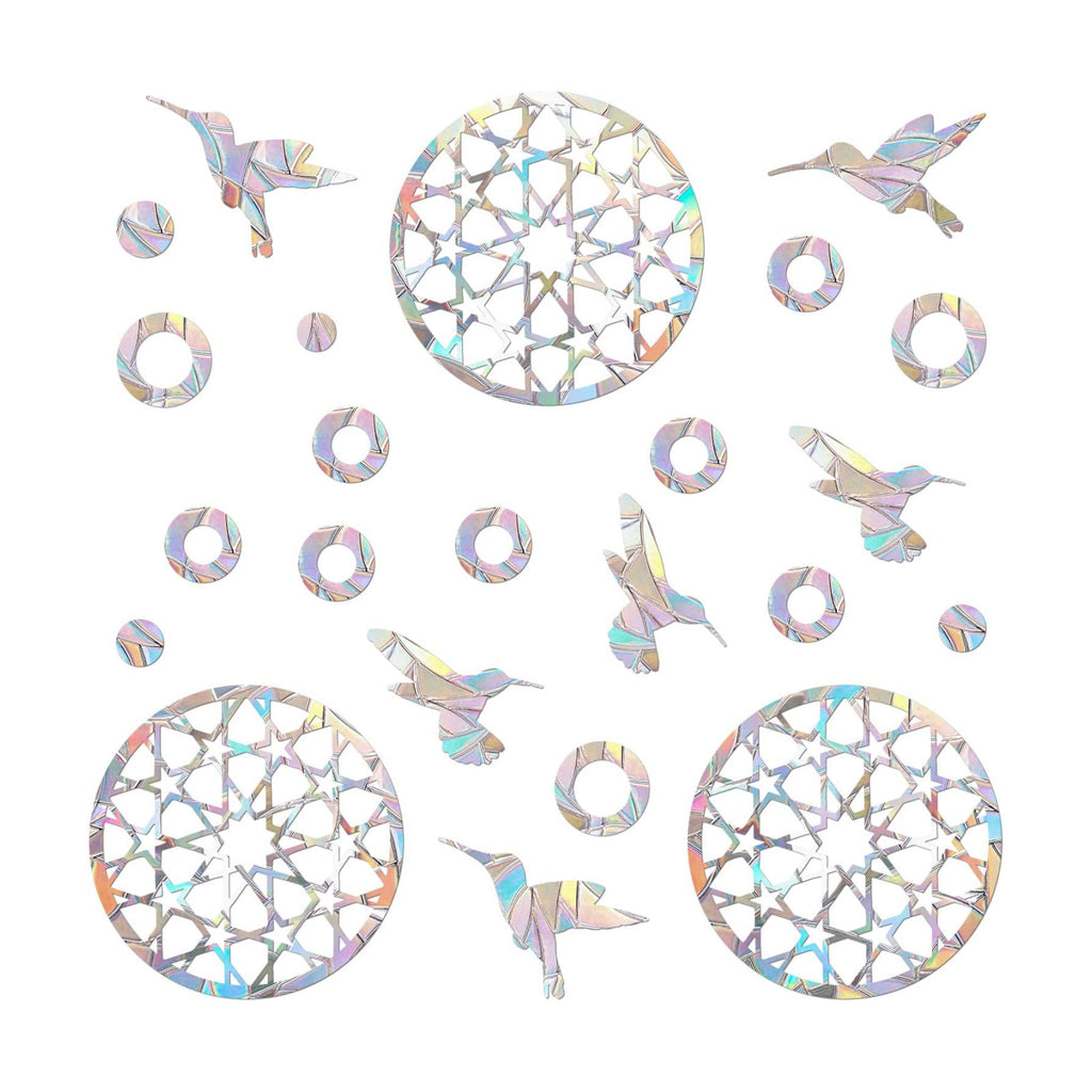 42 Pieces Static Window Clings Decals for Bird Strikes, Mandala-Bird-Circle