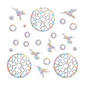 42 Pieces Static Window Clings Decals for Bird Strikes, Mandala-Bird-Circle