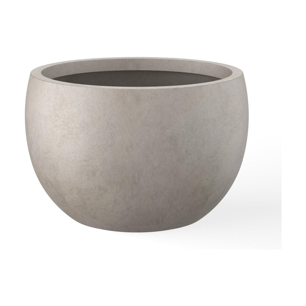 Kante Small Round Bowl Weathered Concrete Planter 11.8" Dia, Outdoor | Rubber Plug for Indoor, Drainage for Garden