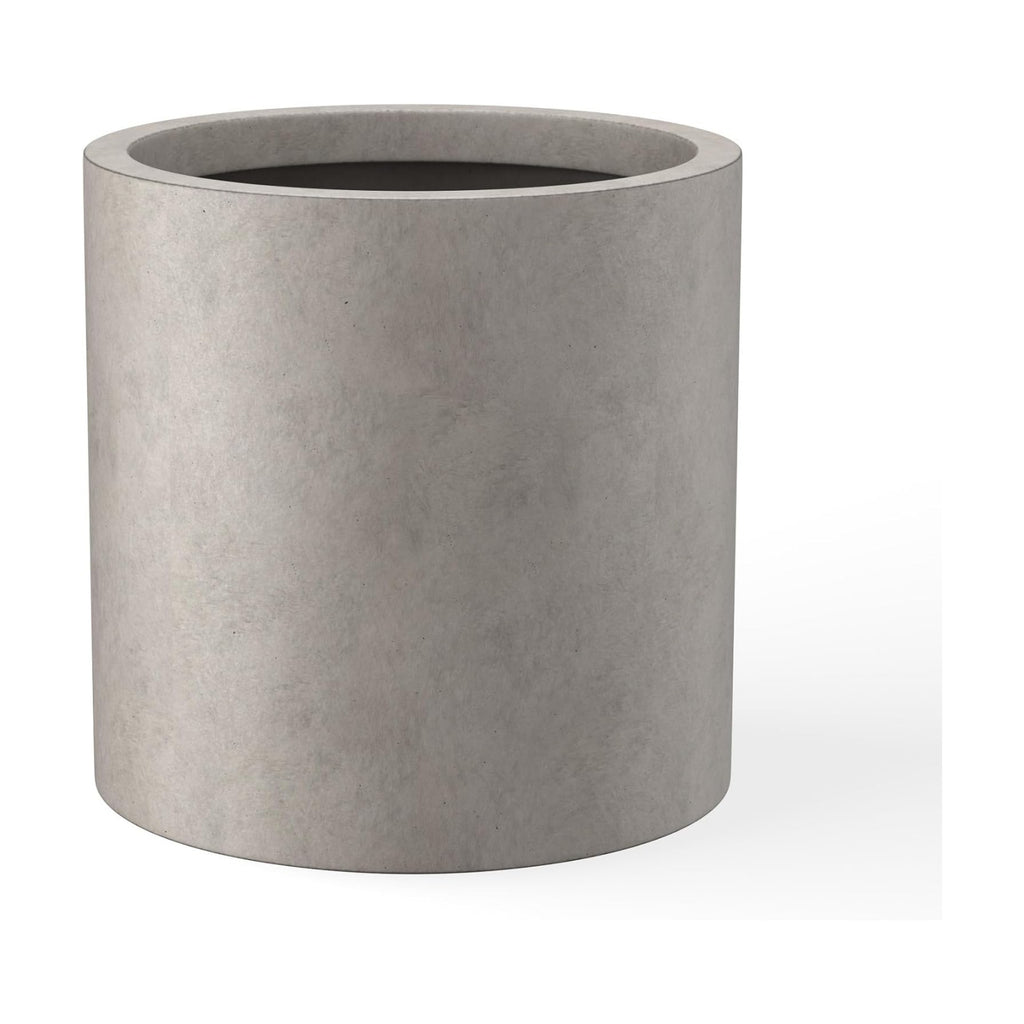 Kante Small Round Cylinder Weathered Concrete Planter 9.8" Tall, Outdoor | Rubber Plug for Indoor, Drainage for Garden