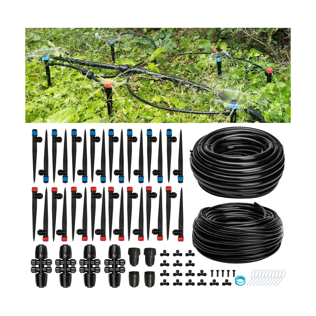 Riboud Quick-Connect 200FT Drip Irrigation System Kit, Automatic Garden Plant Watering System for Greenhouse, Yard