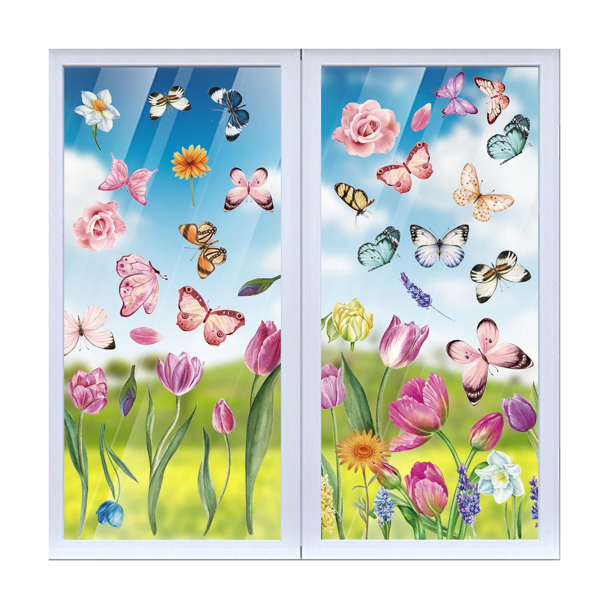 Spring Flower Window clings Decorations Decals Stickers for Office Home