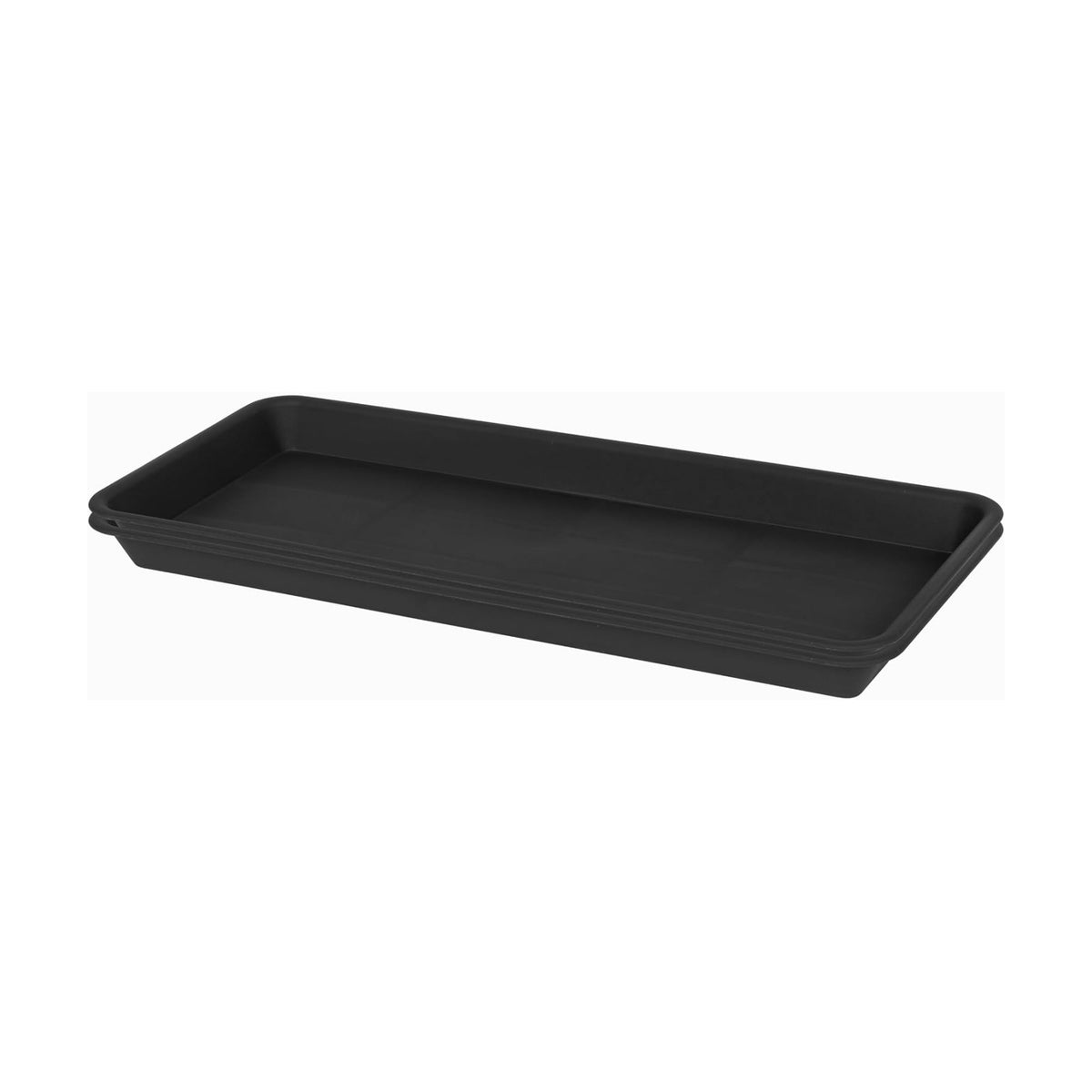 VUWEZ 2 Pack of Plastic Plant Tray Saucer Rectangular 17 18 inch, Plant Trays Saucers for Indoors Outdoor, Plant Water Drip Tray for Flower Pot Planter, Windowsill Plant Tray (7.8 X 17.5'', Black)
