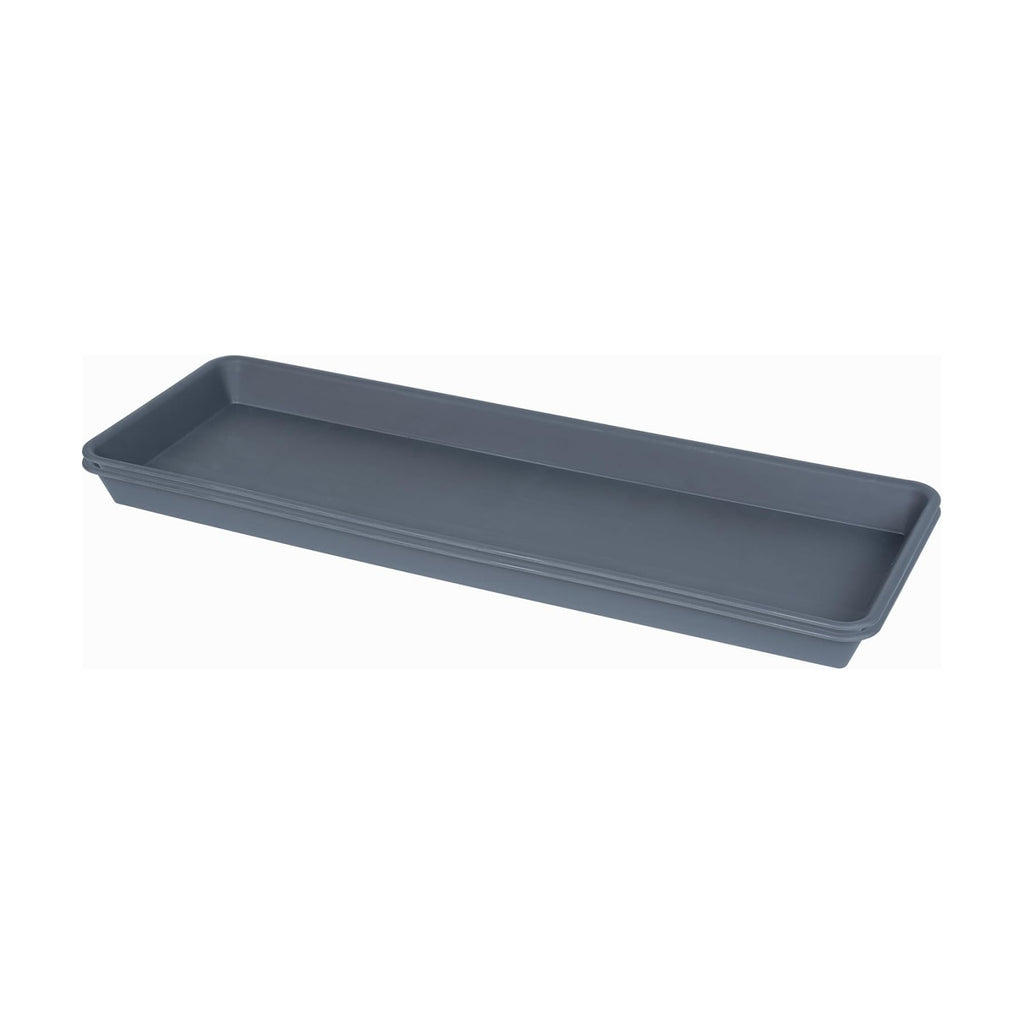 VUWEZ 2 Pack of Plastic Plant Tray Saucer Rectangular 17 18 inch, Plant Trays Saucers for Indoors Outdoor, Plant Water Drip Tray for Flower Pot Planter, Windowsill Plant Tray (7.8 X 17.5'', Gray)