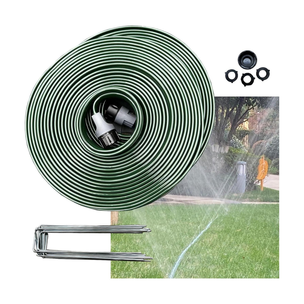 Watoo 2026 Sprinkler Hose & Soaker Hose for Yard - 75 FT Reinforced Flat Garden Hose with Holes, Heavy Duty No-Kink