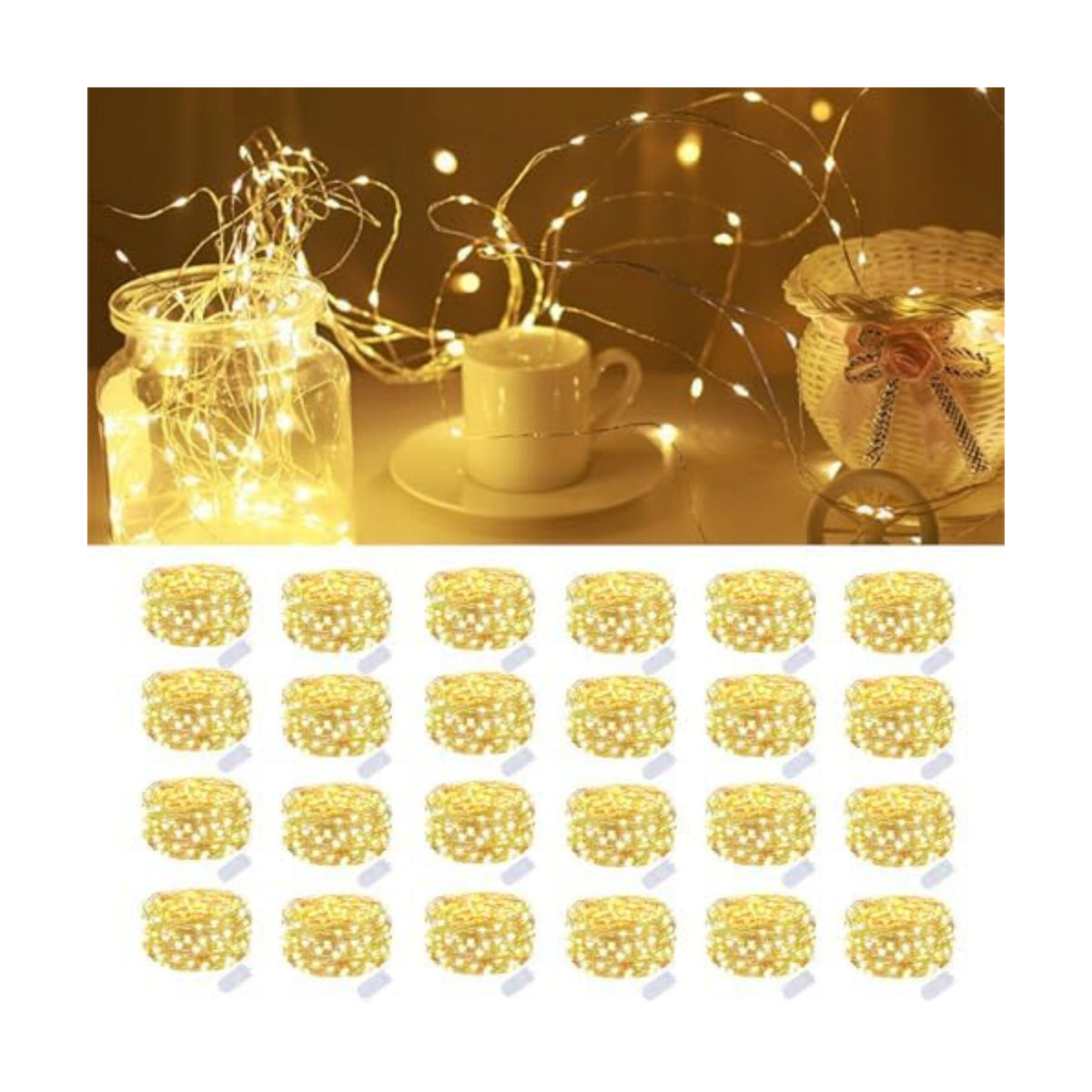 24 Pack Fairy Lights Battery Operated 7FT 20 LED String Lights Warm White