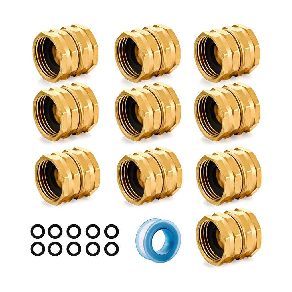 Garden Hose Connector Adapter,3/4" GHT Double female Connectors, Brass Repair Fittings with Dual Swivel for female to