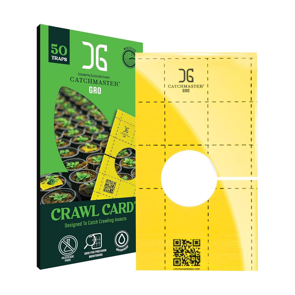 Catchmaster GRO Yellow Pre-Cut Ready to Use Sticky Traps 50PK, Bug & Fly Trap with Center Hole for Crawling Insects