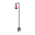 FEED GARDEN Adjustable Shepherd Hook Bird Feeder Pole with 7 Prongs Base, 108 Inch Tall 5/8 Inch Thick, Heavy Duty Outdoor Garden Poles for Hanging Bird Feeders, Plant Baskets, Black (1 Pack)