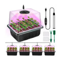 YAUNGEL Seed Starter Tray with Full Spectrum Grow Light Timer, 4-Pack,Black