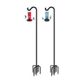 FEED GARDEN Adjustable Shepherd Hook Bird Feeder Pole with 7 Prongs Base, 108 Inch Tall 5/8 Inch Thick, Heavy Duty Outdoor Garden Poles for Hanging Bird Feeders, Plant Baskets, Black (2 Pack)