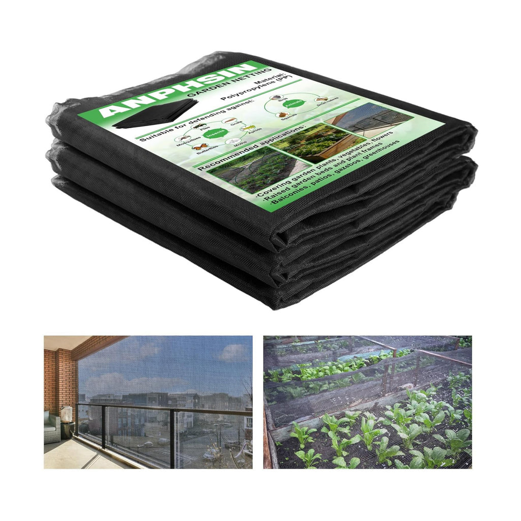 10x20ft Strong PP Nanocomposite Mosquito Net Garden Netting, Black | Clear View, Ultra-fine Mesh, Tear-resistant, Bird