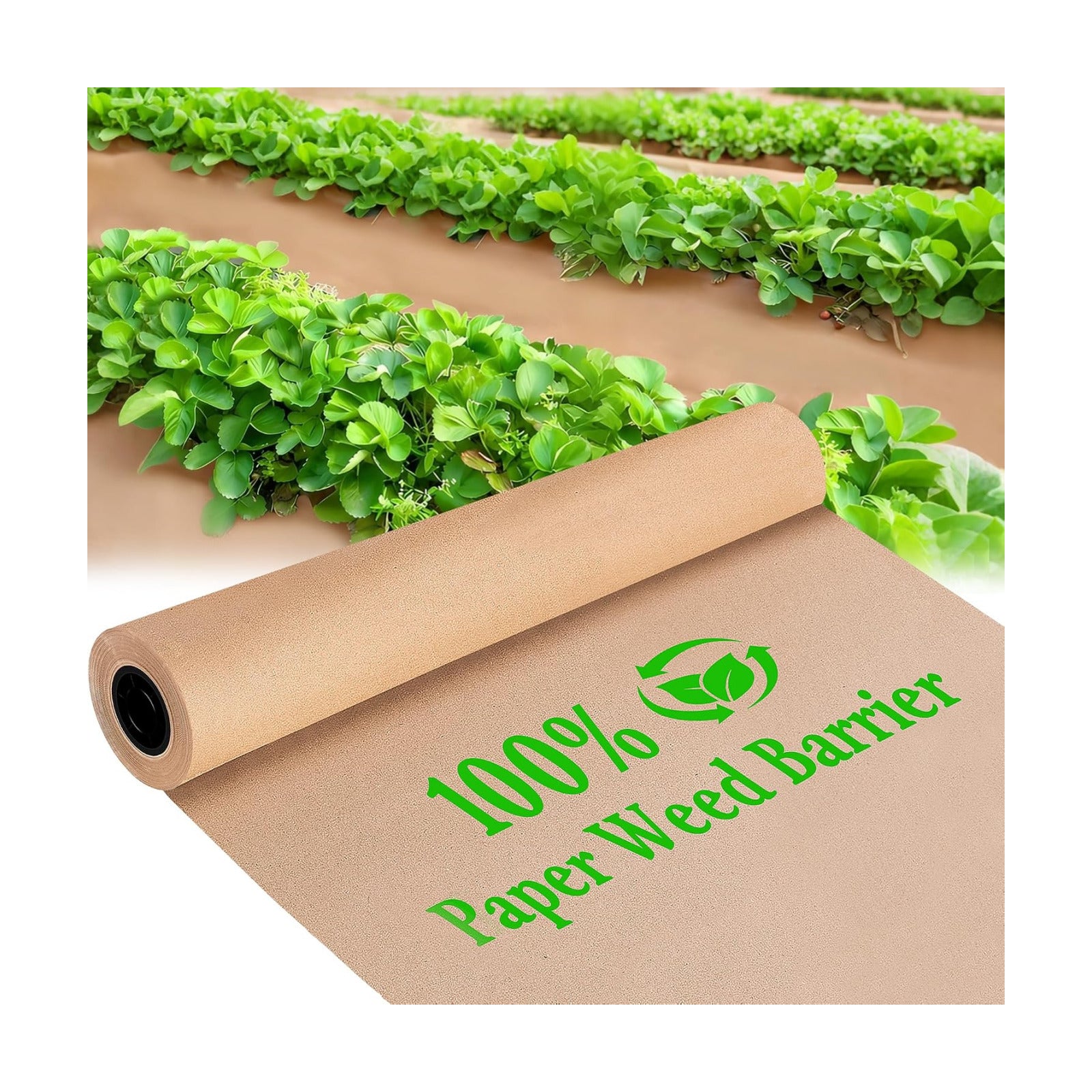 DECOHS 4 x 100 Ft Biodegradable Paper Weed Barrier- Heavy Duty Biodegradable Garden Bed Grass- Garden Paper Weed