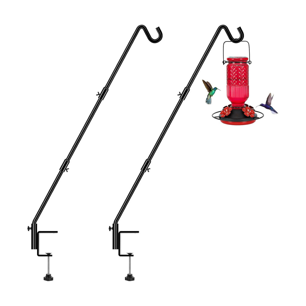 FEED GARDEN [Upgrade Version 2 Pack Bird Feeder Hanger Adjustable 43 Inch Deck Hooks for Railing 360 Degree Swivel Heavy Duty Hanging Hooks for Bird Feeders Wind Chimes