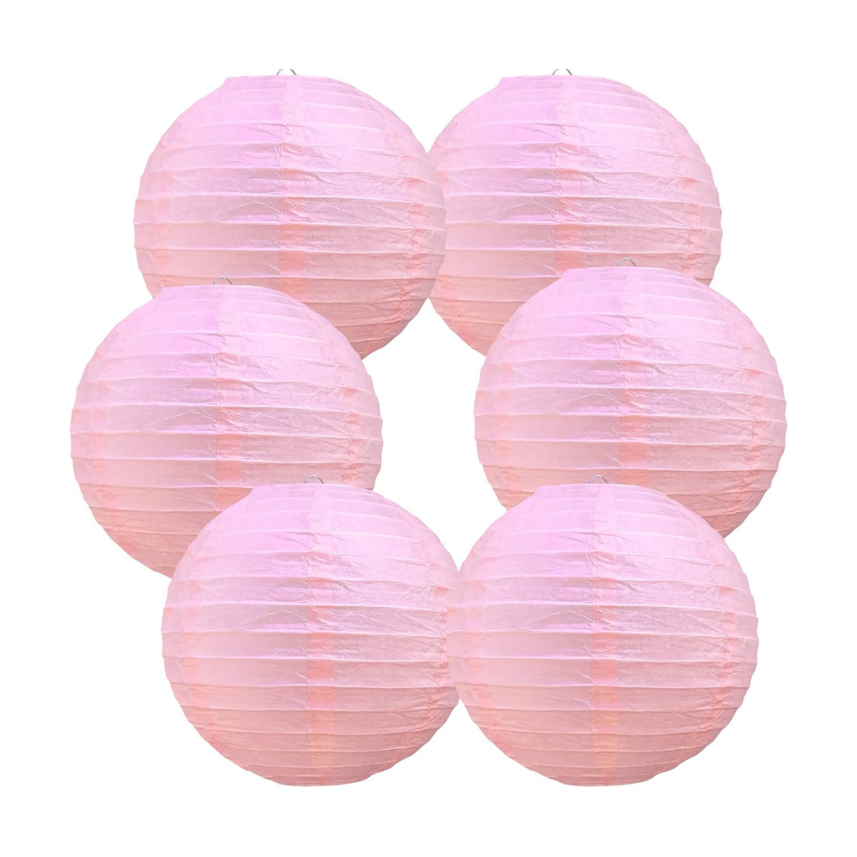 BEISHIDA 6 Inch Pink Paper Lanterns 6 Packs Hanging Round Chinese Lantern