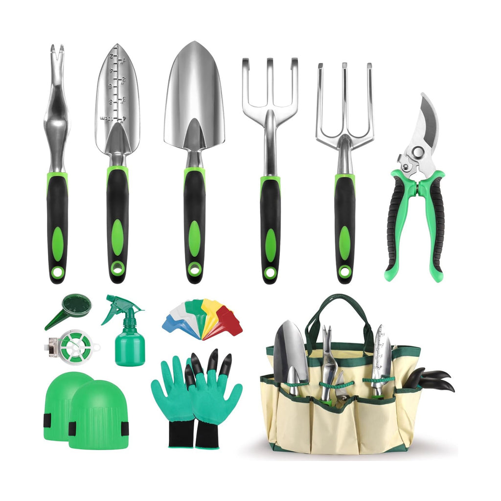 Gardening Supplies, Garden Tool Set, 19 Pcs Stainless Steel Garden Tool Kit with Bag, Ideal Gardening Gifts for Women
