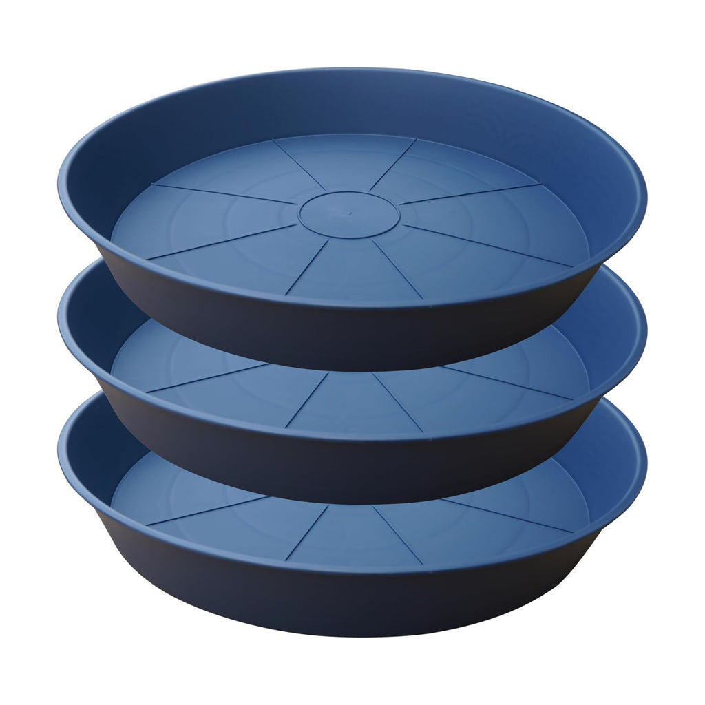 3 Pack of 20 22 inch Plant Saucer (19.2 Inch Base), 3.6" Depth Tray, Large Deep Garden Plastic Flower Planter Plant Trays for Indoors Outdoor Bath Bath (22", Blue)