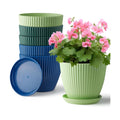 RooTrimmer 7.5 Inch Plastic Pots, 6 Pack with Drain Holes & Saucers | Drain holes and saucers block water spillage. For