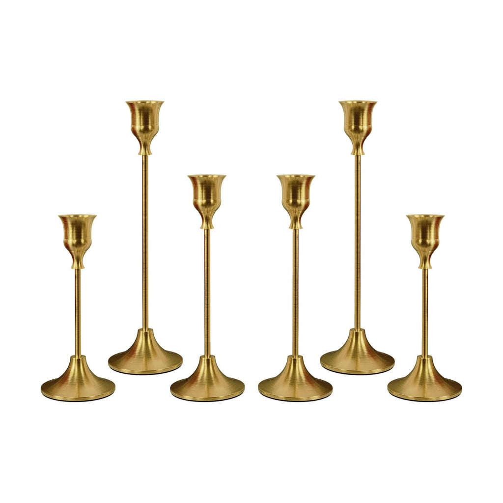 NLBTW Brass Gold Candlestick Holders, Metal Taper Candle Holder, Set of 6